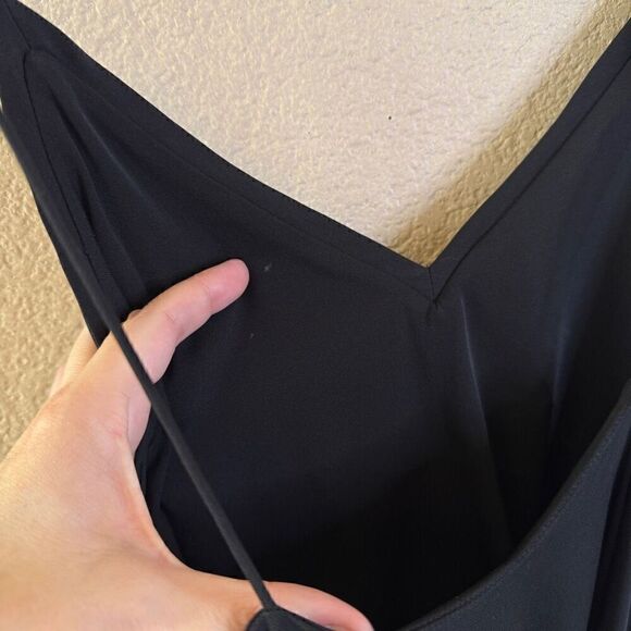 AYR Black Niche Silk Maxi Dress with Belt Size Medium Spaghetti Strap V-Neck - Picture 11 of 15